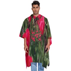 Yellow Pink Red Flowers Men s Hooded Rain Ponchos by artworkshop