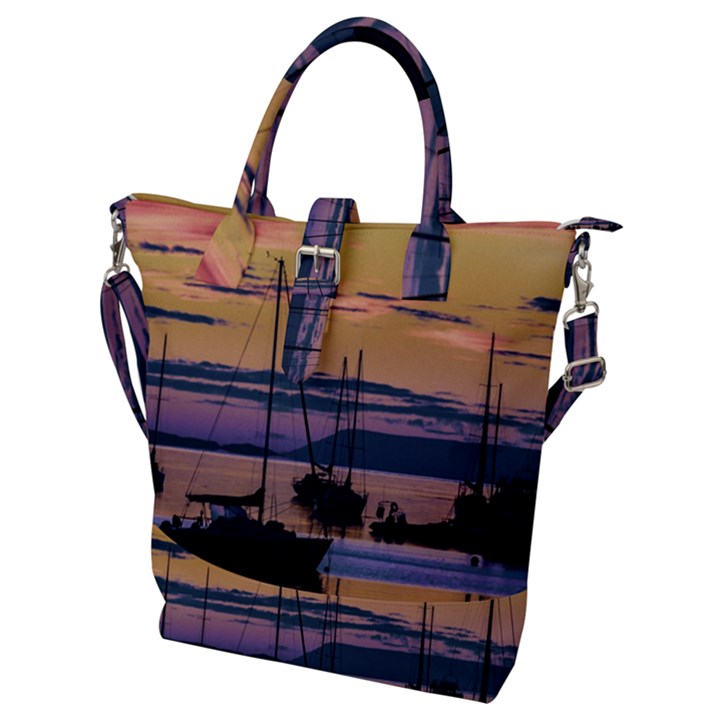 Twilight Over Ushuaia Port Buckle Top Tote Bag