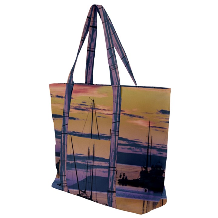 Twilight Over Ushuaia Port Zip Up Canvas Bag