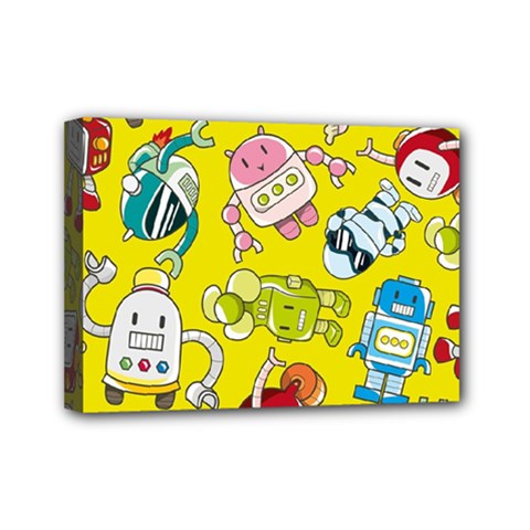 Robot Pattern Mini Canvas 7  X 5  (stretched) by Grandong