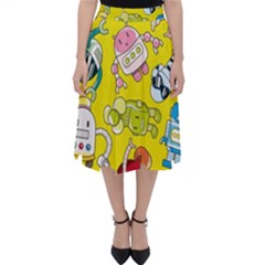 Robot Pattern Classic Midi Skirt