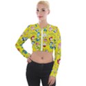 Robot Pattern Long Sleeve Cropped Velvet Jacket View1