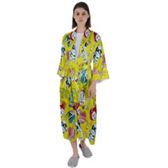 Robot Pattern Maxi Satin Kimono by Grandong