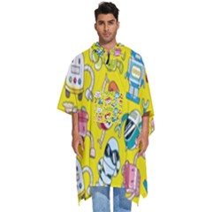 Robot Pattern Men s Hooded Rain Ponchos by Grandong