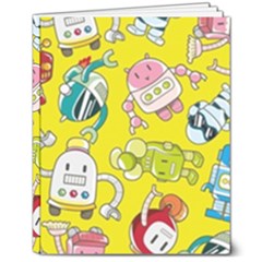 Robot Pattern 8  X 10  Hardcover Notebook