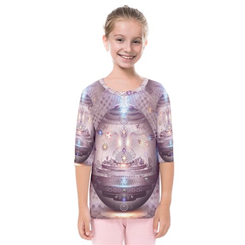 Cosmic Egg Sacred Geometry Art Kids  Quarter Sleeve Raglan Tee by Grandong