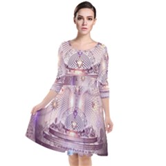 Cosmic Egg Sacred Geometry Art Quarter Sleeve Waist Band Dress by Grandong