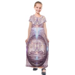 Cosmic Egg Sacred Geometry Art Kids  Short Sleeve Maxi Dress by Grandong