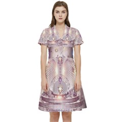 Cosmic Egg Sacred Geometry Art Short Sleeve Waist Detail Dress by Grandong