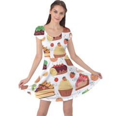 Dessert And Cake For Food Pattern Cap Sleeve Dress by Grandong