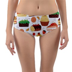 Dessert And Cake For Food Pattern Reversible Mid-waist Bikini Bottoms by Grandong