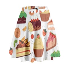 Dessert And Cake For Food Pattern High Waist Skirt by Grandong