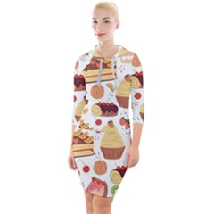 Dessert And Cake For Food Pattern Quarter Sleeve Hood Bodycon Dress by Grandong