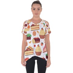 Dessert And Cake For Food Pattern Cut Out Side Drop Tee by Grandong