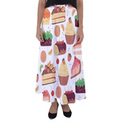 Dessert And Cake For Food Pattern Flared Maxi Skirt by Grandong