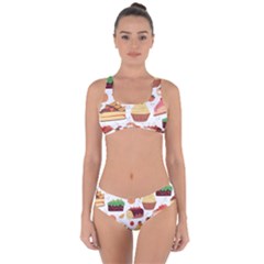 Dessert And Cake For Food Pattern Criss Cross Bikini Set by Grandong