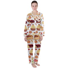 Dessert And Cake For Food Pattern Women s Long Sleeve Satin Pajamas Set	 by Grandong