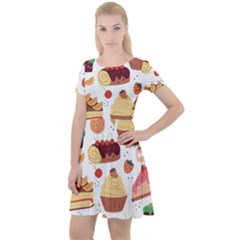 Dessert And Cake For Food Pattern Cap Sleeve Velour Dress  by Grandong