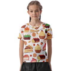 Dessert And Cake For Food Pattern Kids  Frill Chiffon Blouse by Grandong