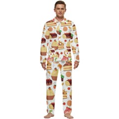 Dessert And Cake For Food Pattern Men s Long Sleeve Velvet Pocket Pajamas Set by Grandong