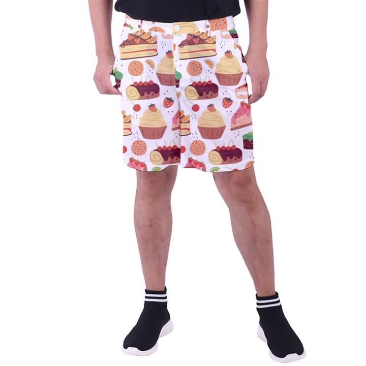 Dessert And Cake For Food Pattern Men s Pocket Shorts