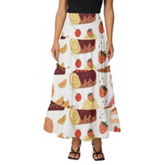 Dessert And Cake For Food Pattern Tiered Ruffle Maxi Skirt by Grandong