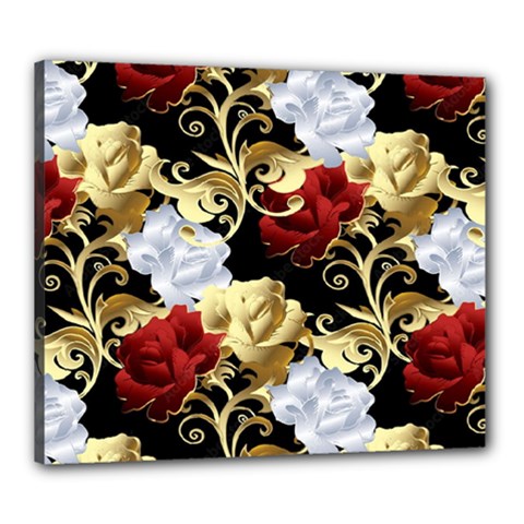 Roses Seamless Pattern Canvas 24  X 20  (stretched) by Grandong