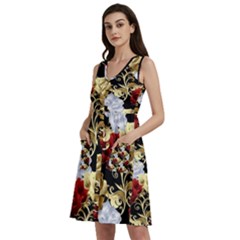 Roses Seamless Pattern Sleeveless Dress With Pocket by Grandong