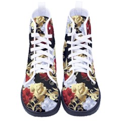 Roses Seamless Pattern Kid s High-top Canvas Sneakers