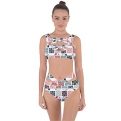 Mint Black Coral Heart Paisley Bandaged Up Bikini Set  by Grandong