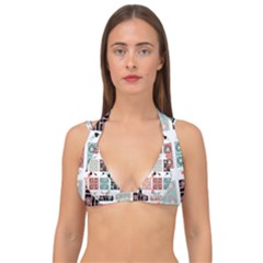 Mint Black Coral Heart Paisley Double Strap Halter Bikini Top by Grandong