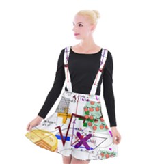 Mathematics Formula Physics School Suspender Skater Skirt by Grandong