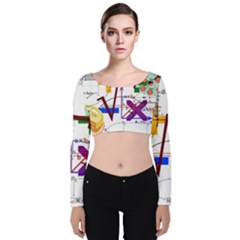 Mathematics Formula Physics School Velvet Long Sleeve Crop Top by Grandong