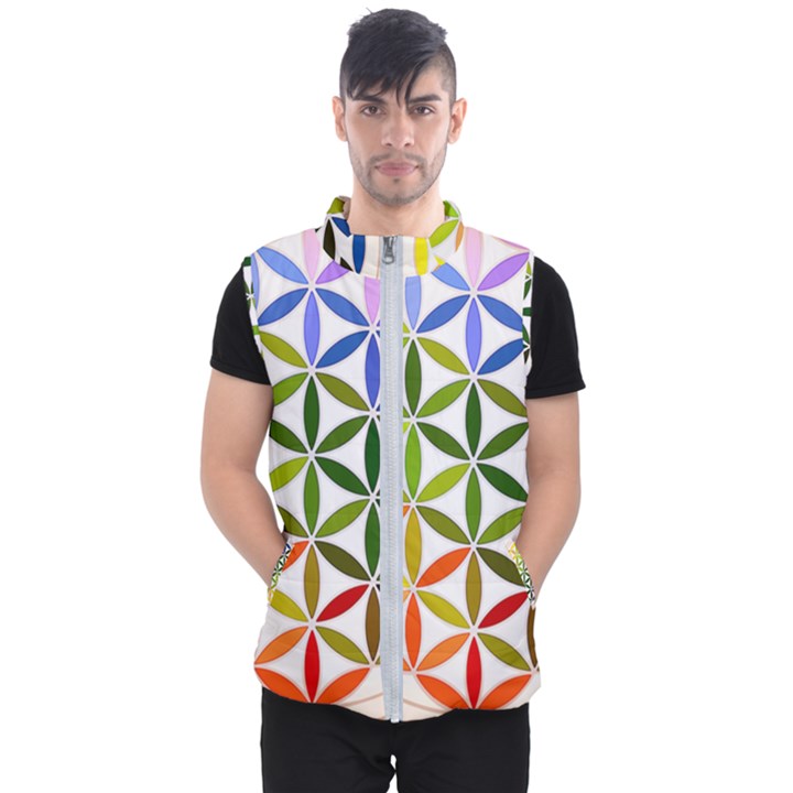 Mandala Rainbow Colorful Men s Puffer Vest