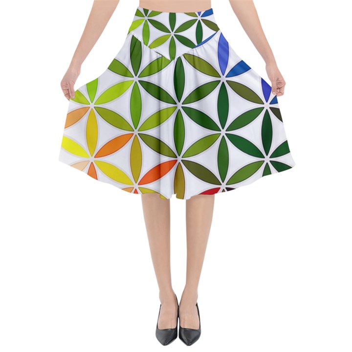 Mandala Rainbow Colorful Flared Midi Skirt