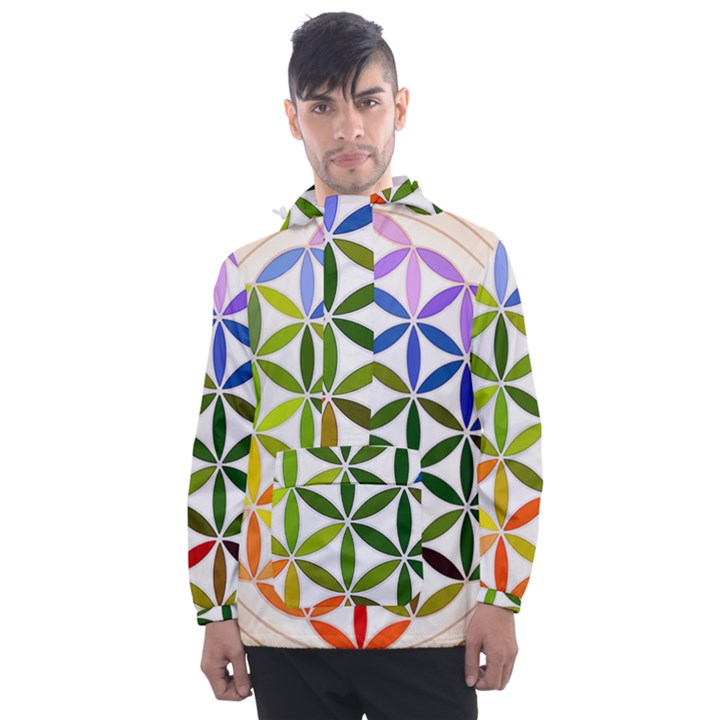 Mandala Rainbow Colorful Men s Front Pocket Pullover Windbreaker