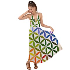 Mandala Rainbow Colorful Backless Maxi Beach Dress by Grandong