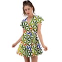 Mandala Rainbow Colorful Flutter Sleeve Wrap Dress View1