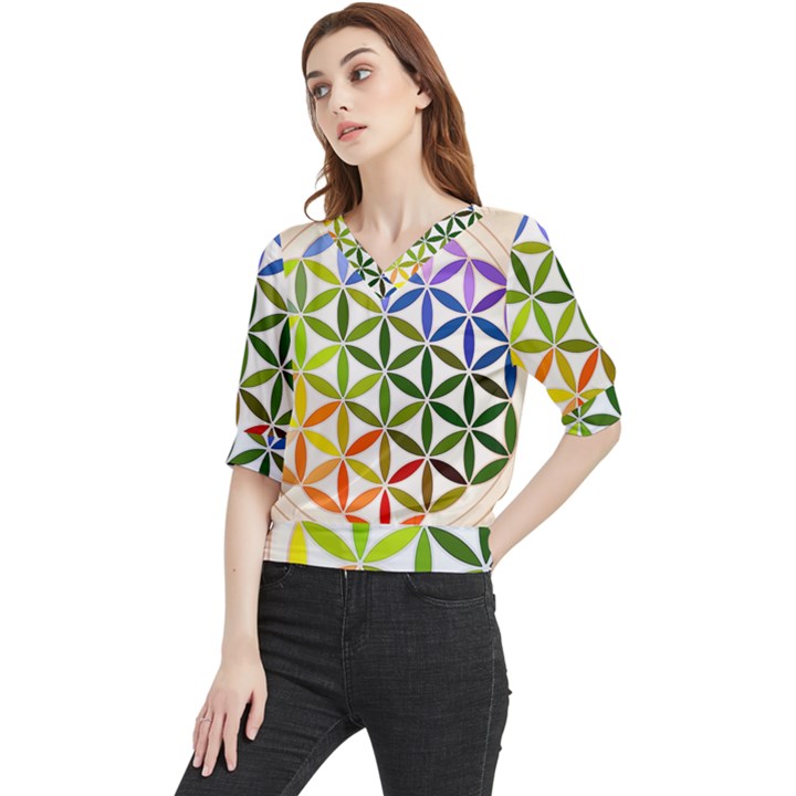 Mandala Rainbow Colorful Quarter Sleeve Blouse