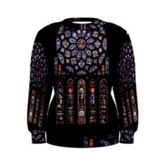 Chartres Cathedral Notre Dame De Paris Stained Glass Women s Sweatshirt by Grandong