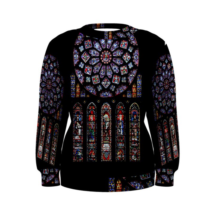 Chartres Cathedral Notre Dame De Paris Stained Glass Women s Sweatshirt