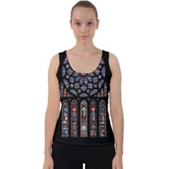 Chartres Cathedral Notre Dame De Paris Stained Glass Velvet Tank Top by Grandong