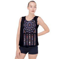 Chartres Cathedral Notre Dame De Paris Stained Glass Bubble Hem Chiffon Tank Top by Grandong