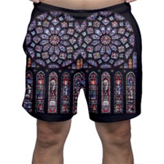 Chartres Cathedral Notre Dame De Paris Stained Glass Men s Shorts by Grandong