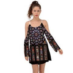 Chartres Cathedral Notre Dame De Paris Stained Glass Boho Dress by Grandong