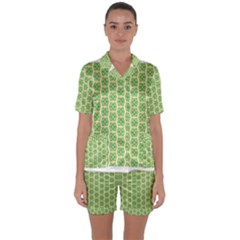 Another-green-design Another-green-design Satin Short Sleeve Pajamas Set by Shoiketstore2023