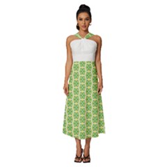 Another-green-design Another-green-design Sleeveless Cross Front Cocktail Midi Chiffon Dress