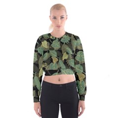 Autumn Fallen Leaves Dried Leaves Cropped Sweatshirt by Grandong