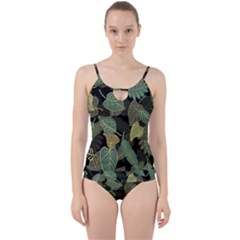 Autumn Fallen Leaves Dried Leaves Cut Out Top Tankini Set by Grandong