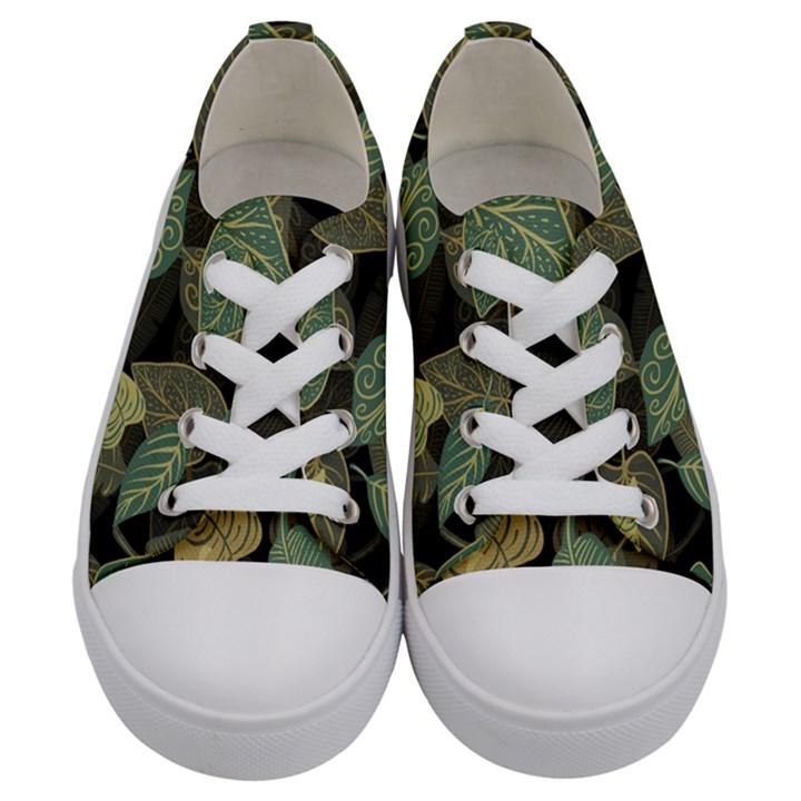 Autumn Fallen Leaves Dried Leaves Kids  Low Top Canvas Sneakers